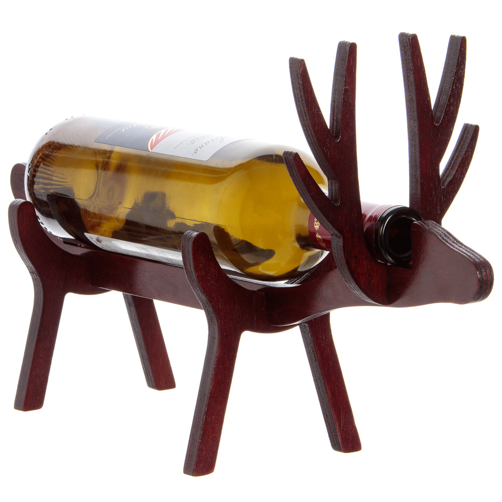 WINE BOTTLE HOLDER, REINDEER, WOOD